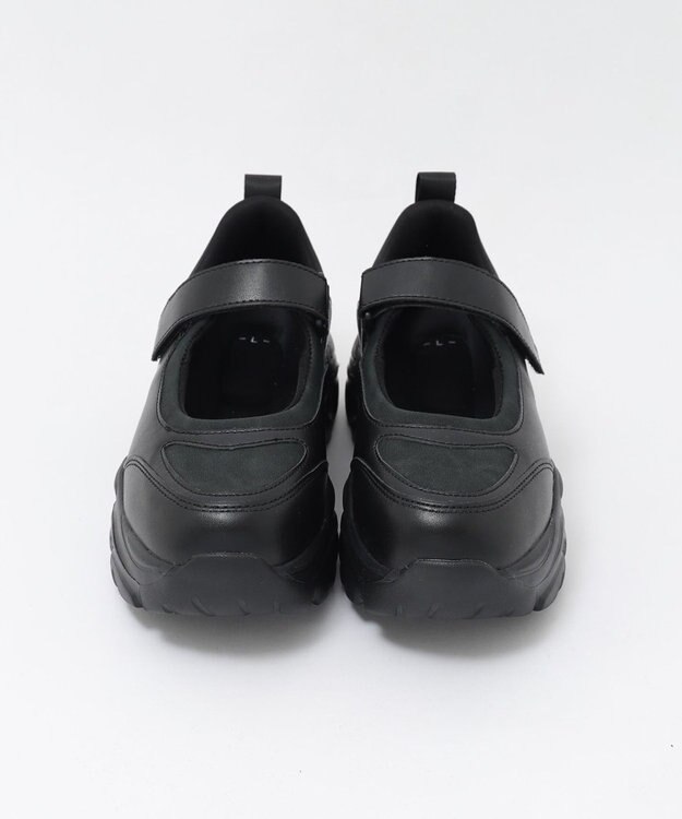 WEGO 厚底ベロクロストラップシューズ ブラック