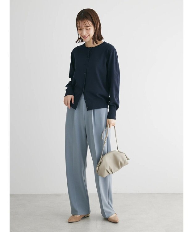 Green Parks 洗える　クルーネックカーディガン Light Gray