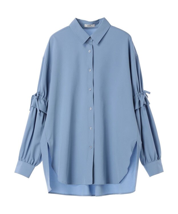 earth music&ecology ギャザースリーブシャツ Blue