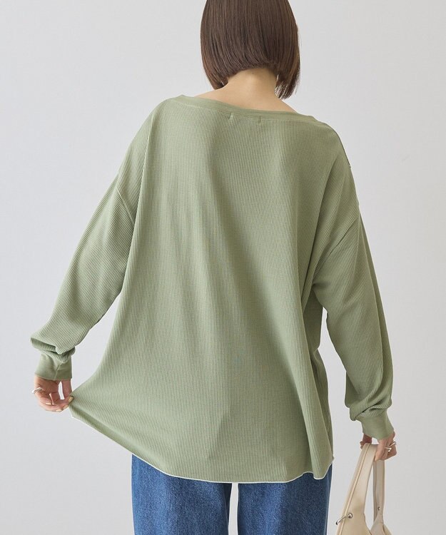 AMERICAN HOLIC 【選べる丈】ヘンリーネックワッフルメロープルオーバー Light Green