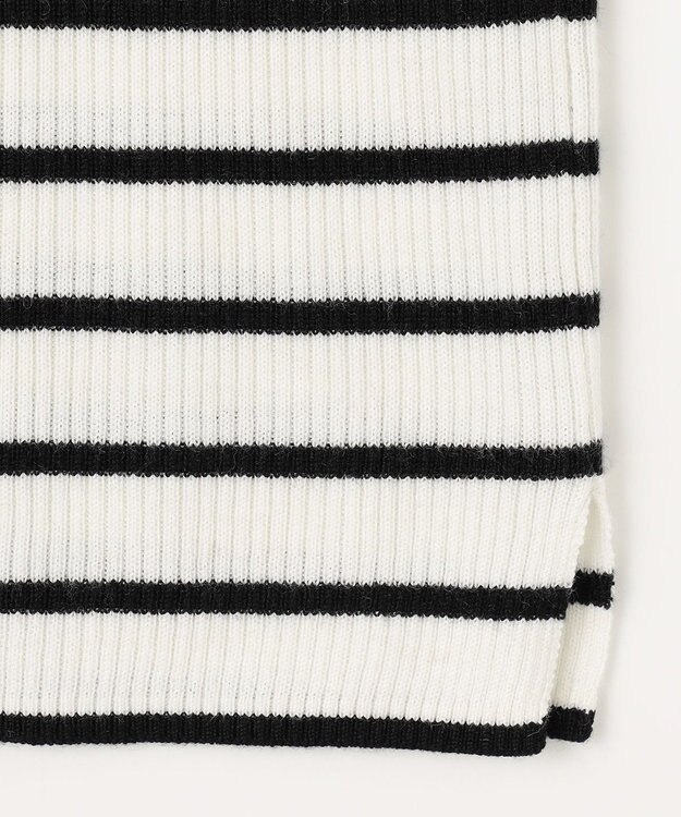 ANY ウールブレンドリブニット オフベース×ブラックラインボーダー