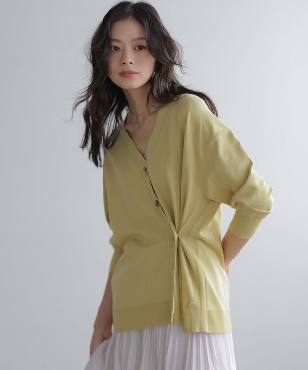 組曲 【加藤ローサさん着用 / 2WAY】スムースストレッチカシュクール カーディガン イエロー系