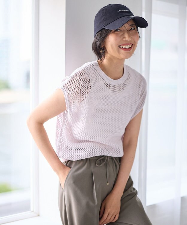 ANY フレンチスリーブメッシュニット ラベンダー