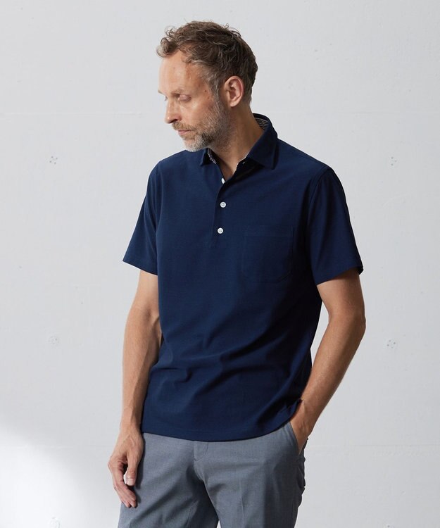 J.PRESS MEN 【ビジネスおすすめ / 吸水速乾】ドレスハニカム ポロシャツ ネイビー系