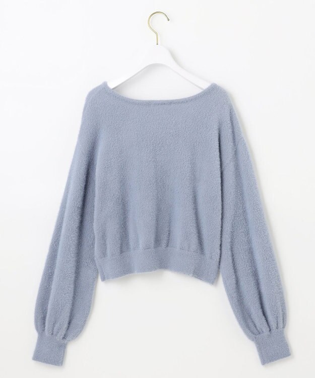 ANY SIS 【全方位 好印象】ラメフェザーニット×フラワースカート セット ブルー