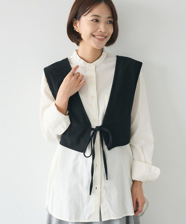 CRAFT STANDARD BOUTIQUE 2WAYカットコーデュロイビスチェ Black