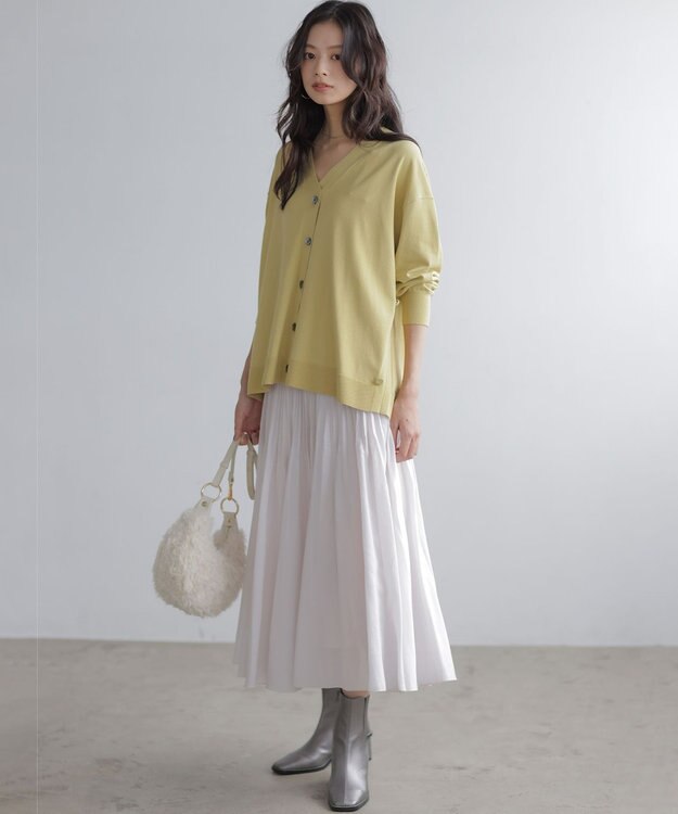 組曲 【加藤ローサさん着用 / 2WAY】スムースストレッチカシュクール カーディガン イエロー系