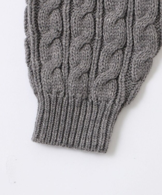 WEGO フェイクファー付きケーブルニットパーカー グレー