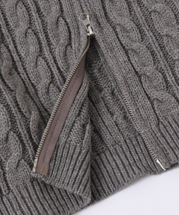 WEGO フェイクファー付きケーブルニットパーカー グレー