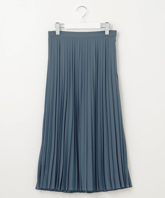 J.PRESS LADIES L 【洗える】ノルディス2wayジョーゼット プリーツ スカート ブルーグレー系