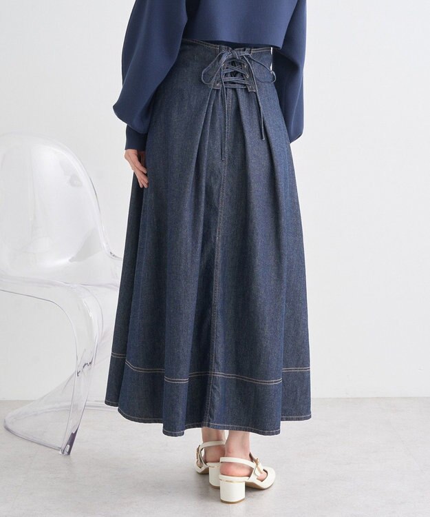 earth music&ecology フロントＺＩＰデニムスカート Indigo