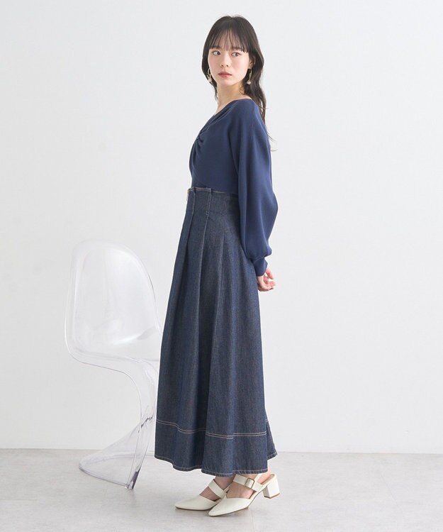 earth music&ecology フロントＺＩＰデニムスカート Indigo