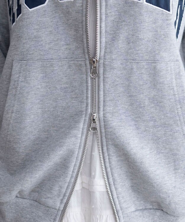 WEGO グラフィックBIGZIPパーカー 杢グレー