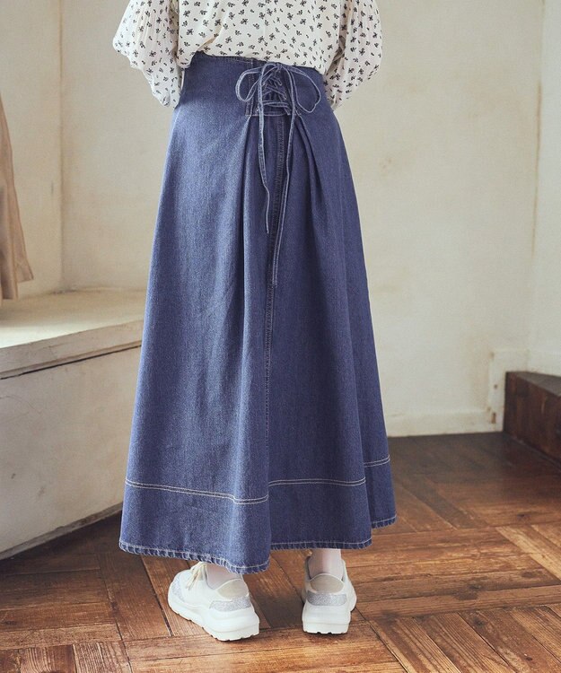 earth music&ecology フロントＺＩＰデニムスカート Medium Indigo