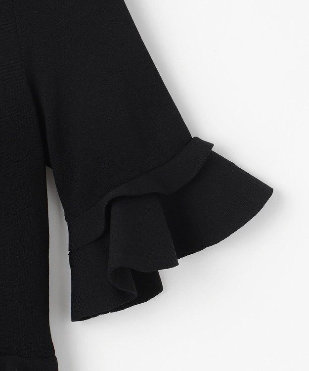 自由区 【カトリエムブーケ】Ruche フリルディテールニットドレス ブラック