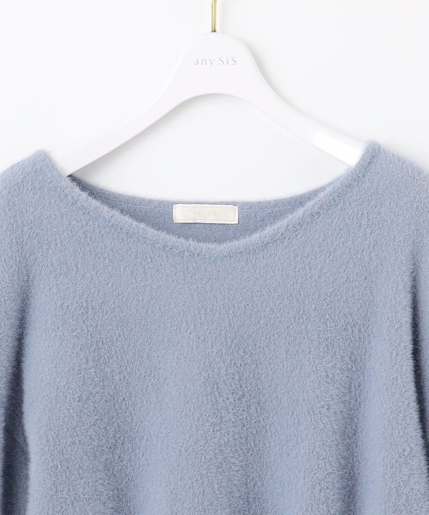 ANY SIS 【全方位 好印象】ラメフェザーニット×フラワースカート セット ブルー