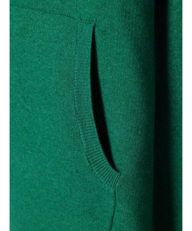 Green Parks スウェット風フード付ニットプルオーバー Green