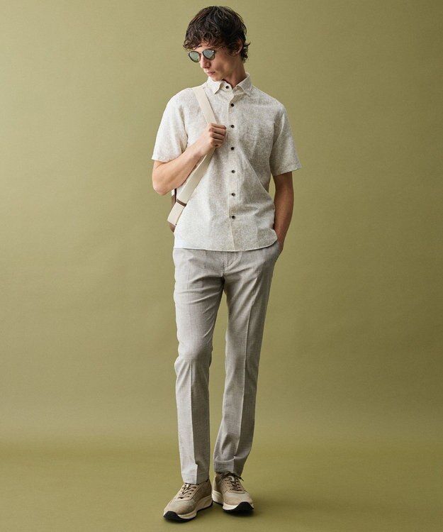 JOSEPH ABBOUD 【軽量/コンパクト】 ヘリンボンキャンバス ボディバッグ アイボリー系