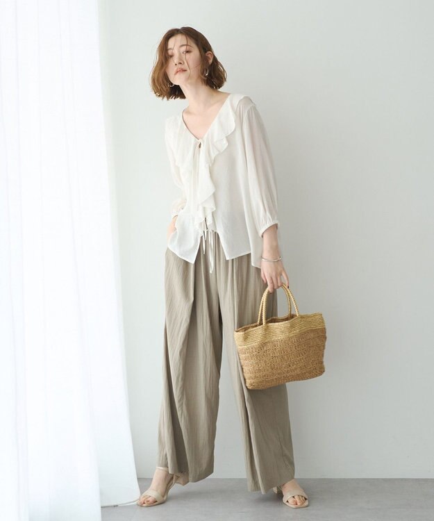 YECCA VECCA 【UVカット/遮熱/接触冷感】COOLタックワイドパンツ Gray Beige
