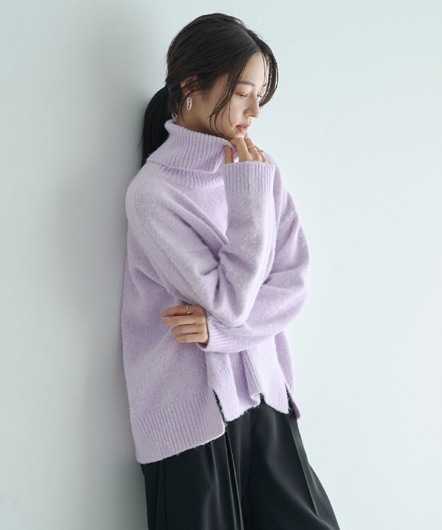 YECCA VECCA スリットタートルネックニット Lavender