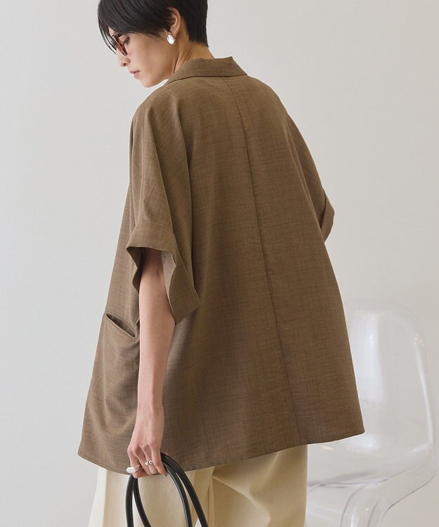 AMERICAN HOLIC 【先行予約】【イージーケア】リネンライク半袖ジャケット Brown