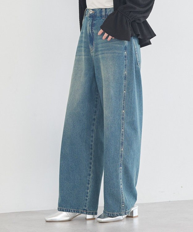 earth music&ecology スタッズデニムパンツ Medium Indigo