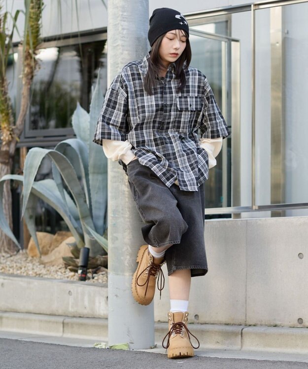 WEGO 【ユニセックス着用ITEM】アンサンブルチェックシャツ（LS） ブラックチェック1