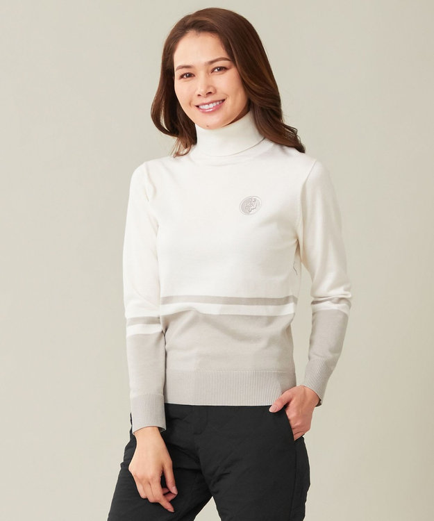 23区GOLF 【WOMEN】【ウォッシャブル 】バイカラー ニットソー ホワイト系