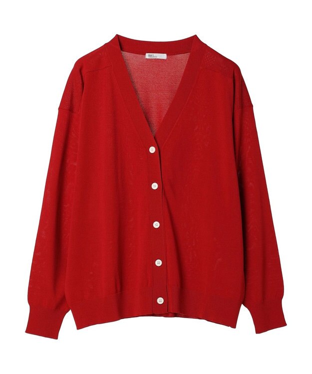 CRAFT STANDARD BOUTIQUE UVカット/接触冷感/マシンウォッシャブル/Vネックニットカーディガン Red