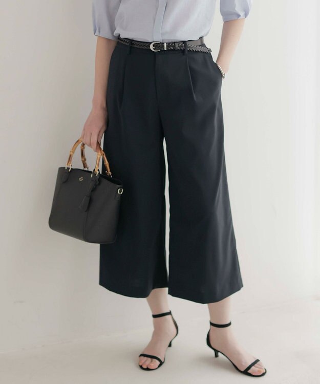 J.PRESS LADIES 【洗える】GORIAN TWILL クロップド パンツ ダークネイビー系