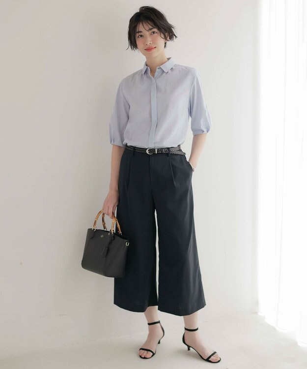 J.PRESS LADIES 【洗える】GORIAN TWILL クロップド パンツ ダークネイビー系