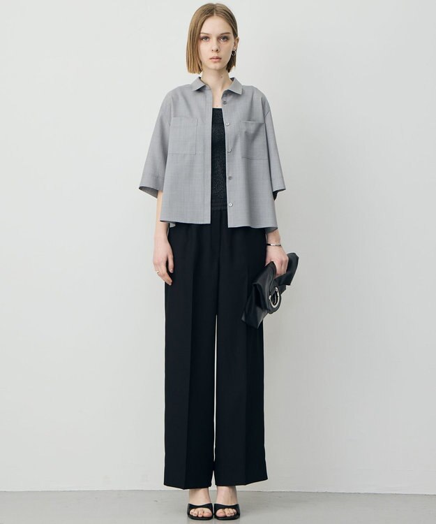 ICB 【WEB限定カラーあり】FluidBackSatin ワイドパンツ ブラック