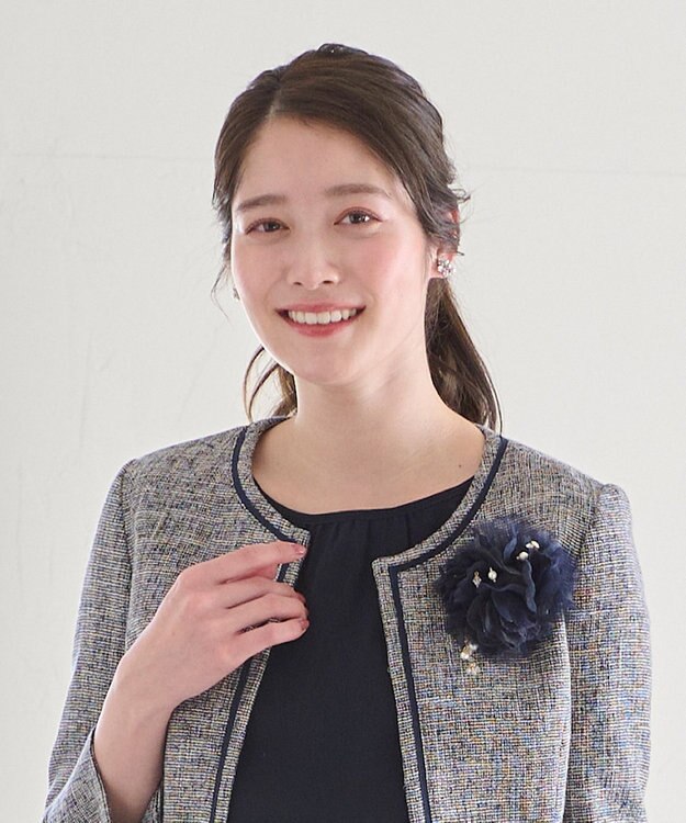 ANY SIS 【チャーム付き】レースミックス コサージュ ネイビー