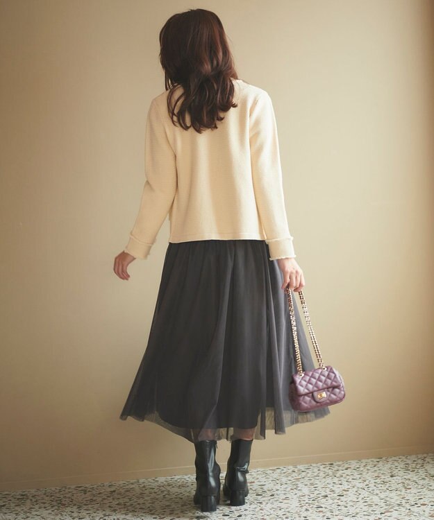 Feroux 【洗える】コルセットチュール スカート グレー系