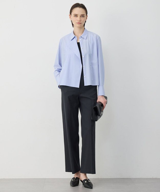 ICB 【先行予約】クリーンブロード ライダース風 クロップドシャツ ブルーストライプ