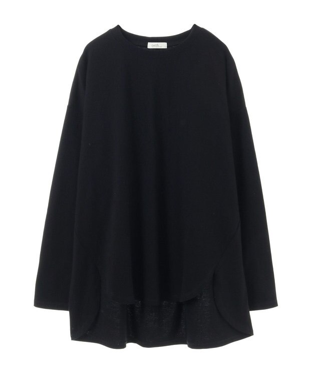 earth music&ecology ラウンドルーズロンＴ Black
