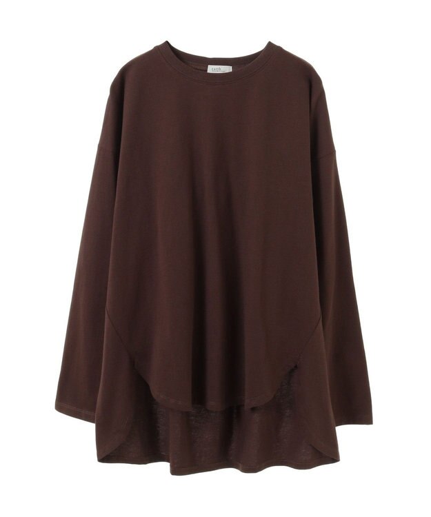 earth music&ecology ラウンドルーズロンＴ Brown