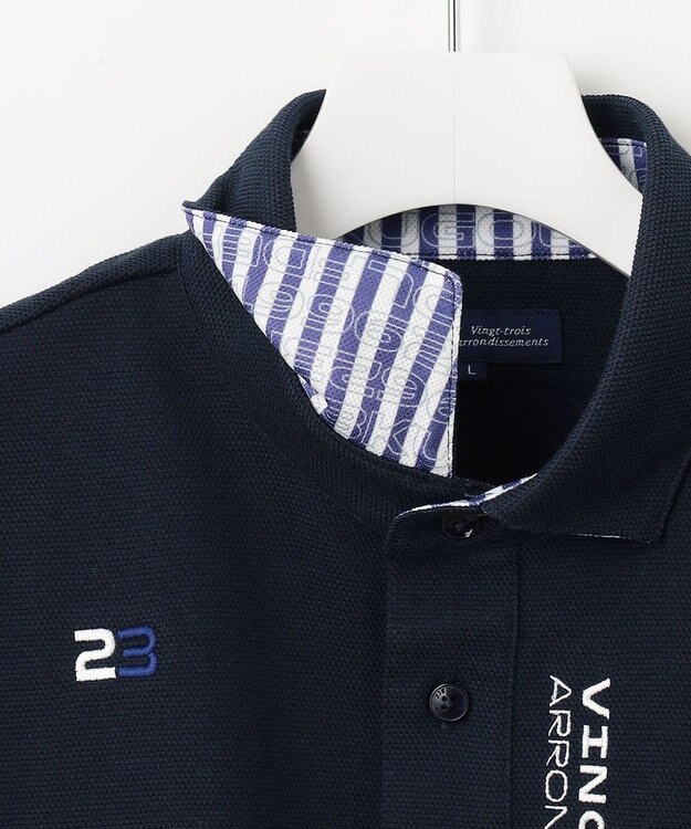 23区GOLF 【MEN】【UVケア 】ベーシック 長袖ポロシャツ ネイビー系