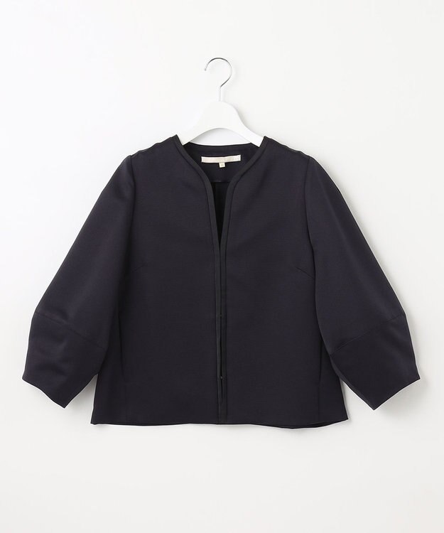 自由区 【ご好評につき追加生産・洗える】グログランノーカラー ジャケット ネイビー系