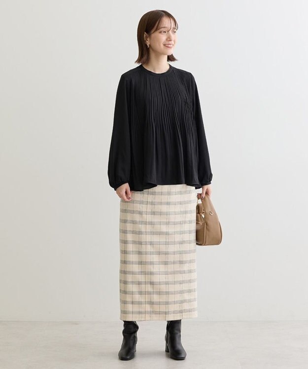 Green Parks 消しプリーツブラウス Black