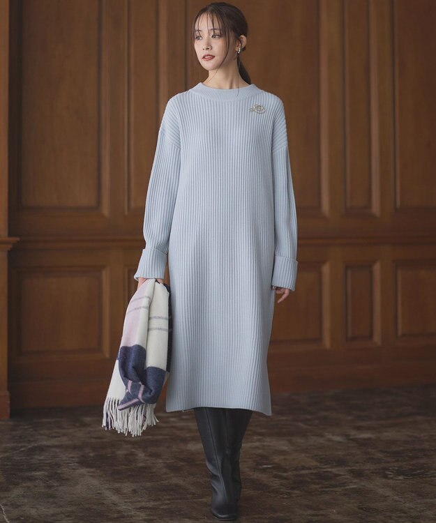 組曲 バルキーニット ワンピース サックスブルー系