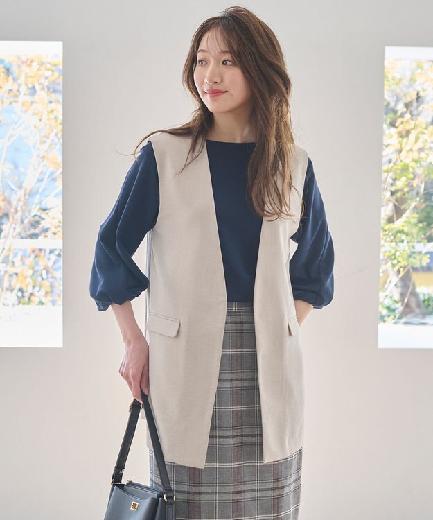 ANY リネンライクエアーヴィンテージ ジレ サンドベージュ