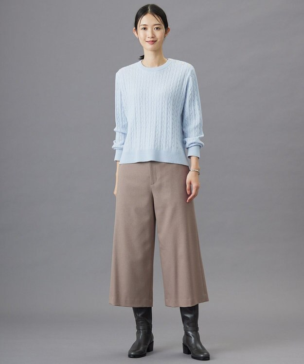 J.PRESS LADIES 【WEB限定カラーあり・洗える】ツムギート flannel ワイド クロップド パンツ ベージュ系