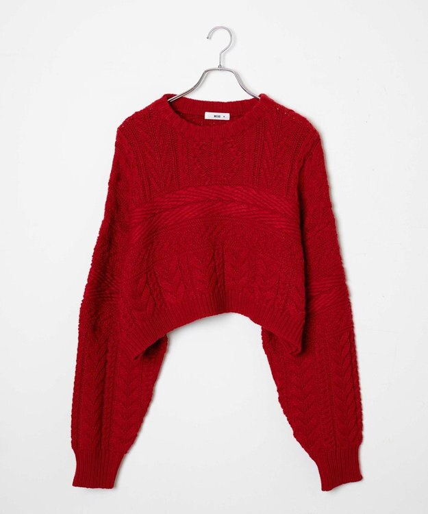 WEGO ケーブルショートニット レッド