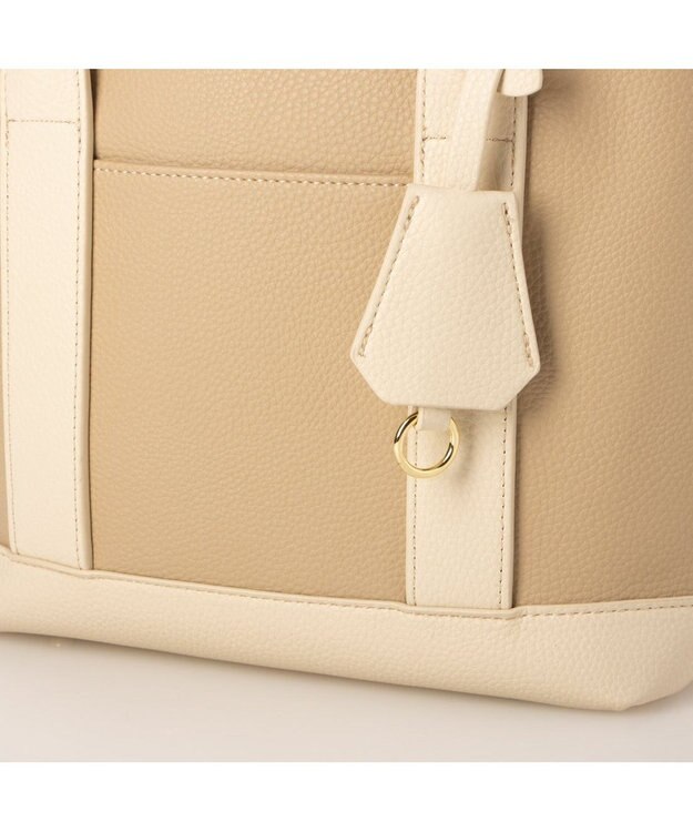 UNBILLION 【テレビ ドラマ着用アイテム】cachecache ショルダー付きパーテーション合成皮革トート ベージュミックス