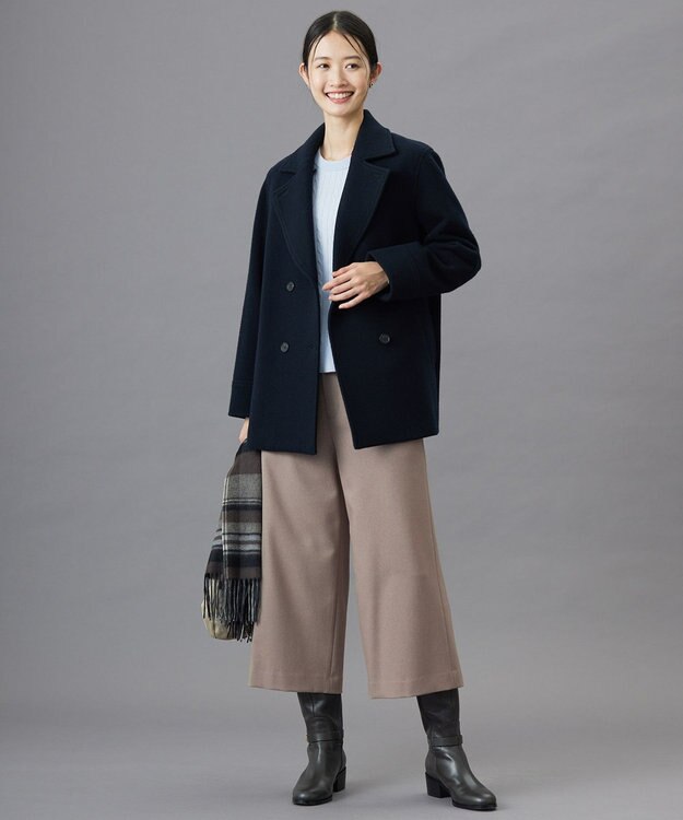 J.PRESS LADIES 【WEB限定カラーあり・洗える】ツムギート flannel ワイド クロップド パンツ ベージュ系