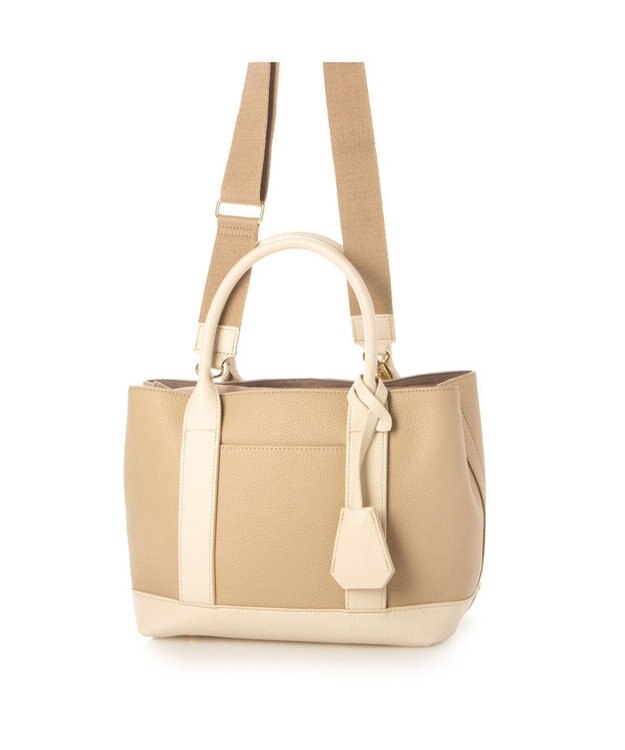 UNBILLION 【テレビ ドラマ着用アイテム】cachecache ショルダー付きパーテーション合成皮革トート ベージュミックス