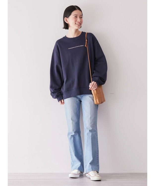 AMERICAN HOLIC デザインスリーブロゴスウェット Navy