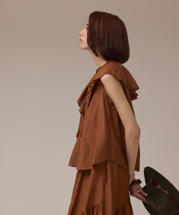 GRACE CONTINENTAL コットンシルクカフタントップ ブラウン