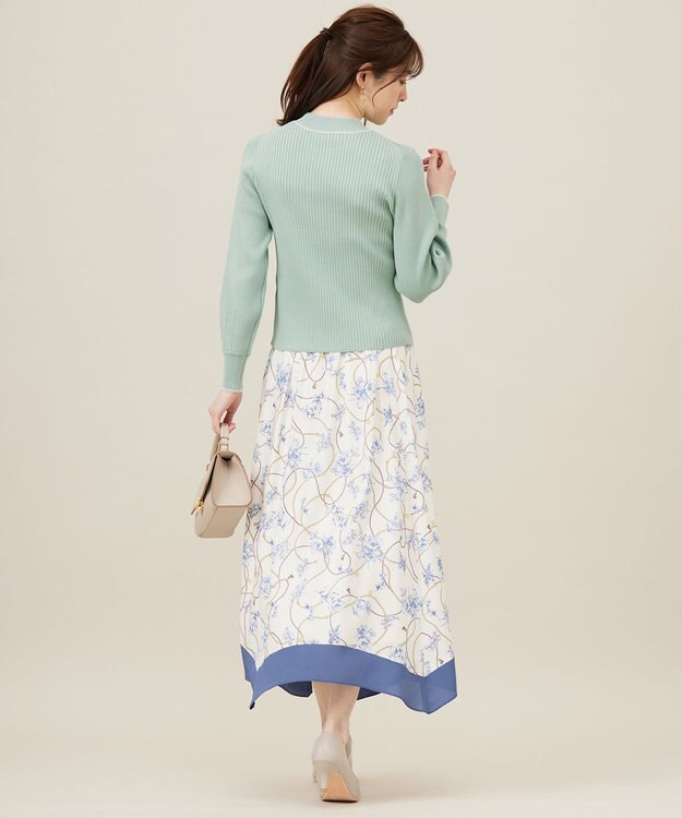 ANY SIS L 【アンサンブル対応】バイカラーリブ ニット ミント×オフ